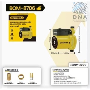 BOMBA PRESSURIZAÇÃO DE ÁGUA 160W-220V BOM - 8706