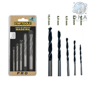 BROCAS P/ MADEIRA C/ 5 PCS 4,5,6,8,10MM STARTOOLS AR0123