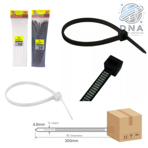 ABRAÇADEIRA DE NYLON 4,8 X 300MM C/100 FBG - 3052 PRETA