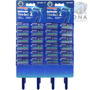 BARBEADOR ULTRA INOX 2 - 2 LÂMINAS CABO EMBORRACHADO CARTELA C/ 24 PCS - GADAN