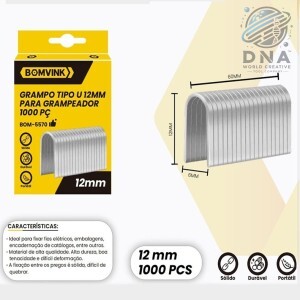 GRAMPO TIPO U 12MM P/ GRAMPEADOR TAPECEIRO 1000 PÇS BOM-5570